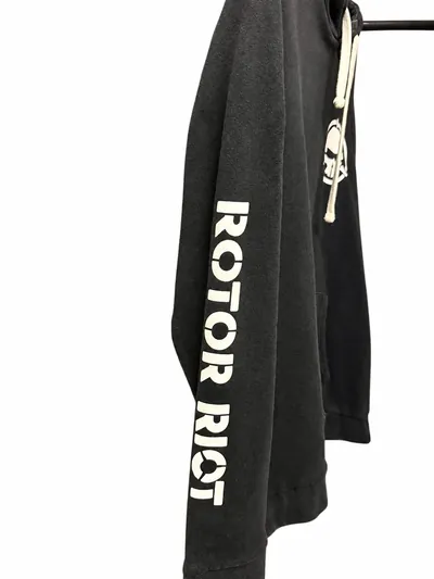 One sleeve, with Rotor Riot printed vertically in cream.